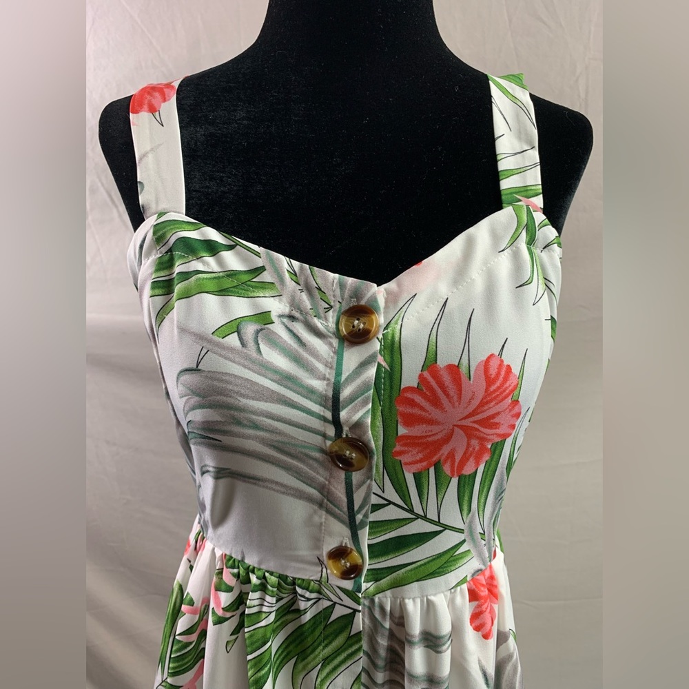 Boho Tropical Print Button Up Cami Dress - Picture 9 of 9